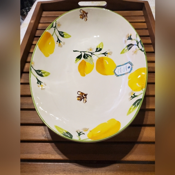 🍋 Lemon Papart Large Ceramic Oval Serving Bowl - Picture 3 of 4